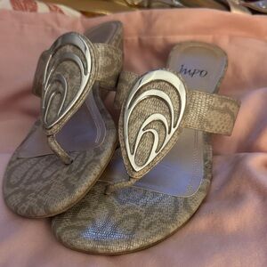 Impo Women's Snakeskin Pattern Sandals with Silver Accents
